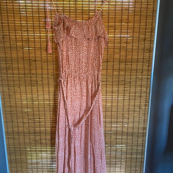 Beach Gold Pink Polka Dot Dress - Picture 1 of 5